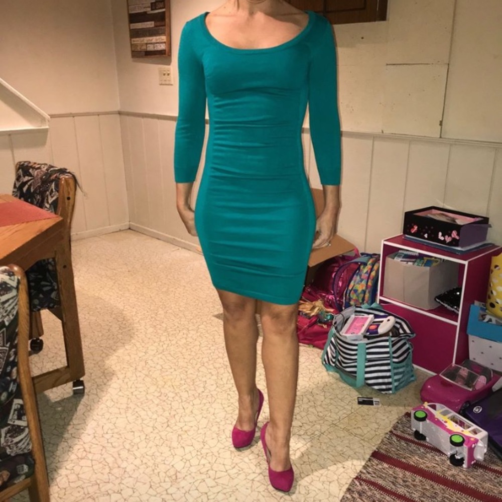Guess mini long sleeve turquoise dress